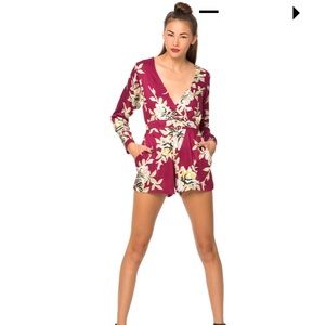 MOTEL ROCKS SURI JUMPSUIT IN BLUR FLOWER AUBERGINE